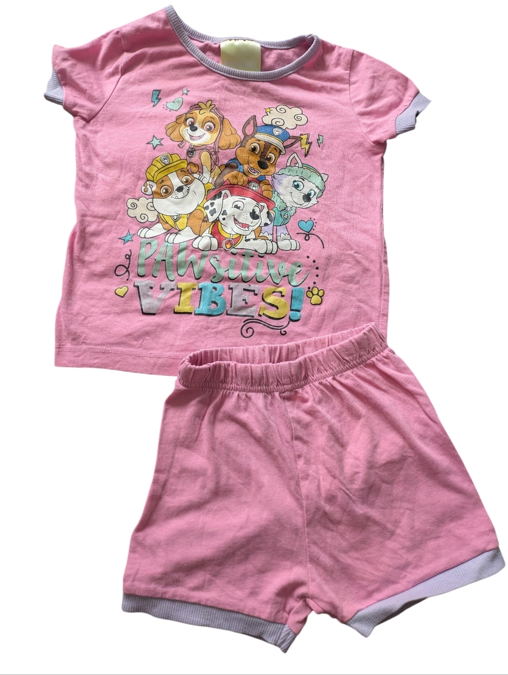 🌞4/20$ Girls Pink PAWsitive Vibes Paw Patrol Short Pajama Set